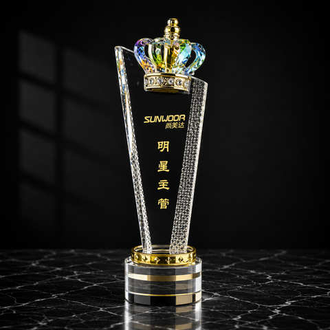 Rainbow Crown Crystal Trophy - custom crystal awards with your logo